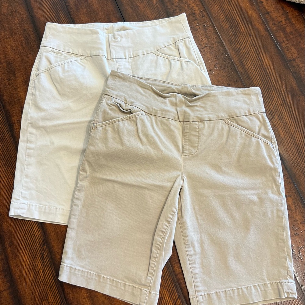 Two pair Jag Jeans Bermuda Shorts, Size 10, Beige and Cream